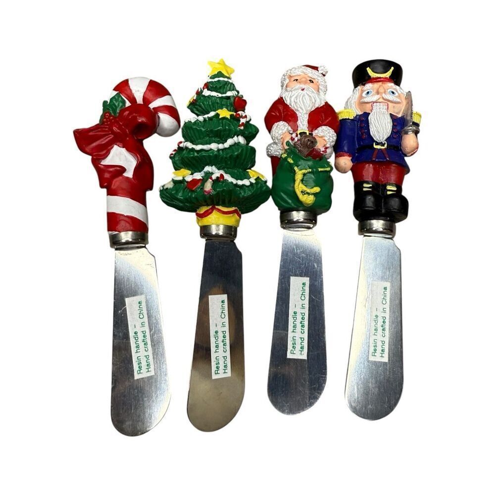 Boston Warehouse‎ Christmas Cheese & Butter Spreaders Set of 4 Resin NEW